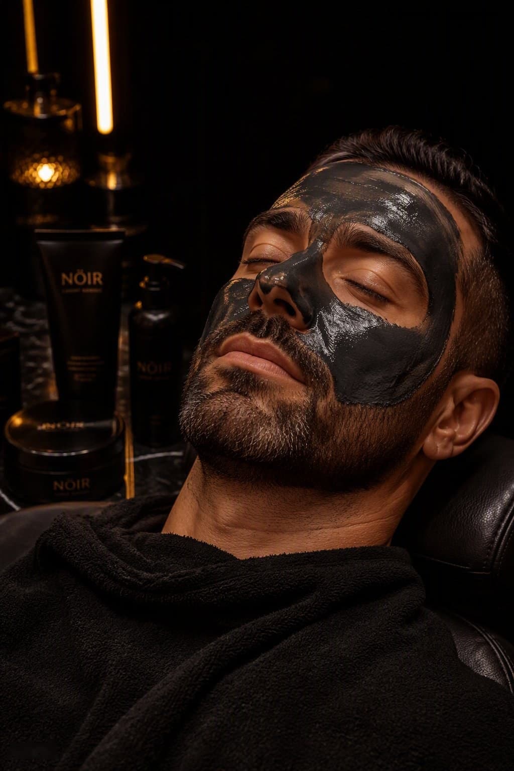 Limpieza facial profunda y mascarilla de carbón para hombre
